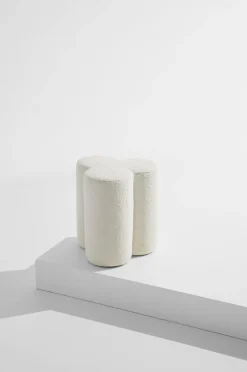 Pastill Puffer & Fodskamler>Bodhi puf i bouclé ø 40 cm Hvid