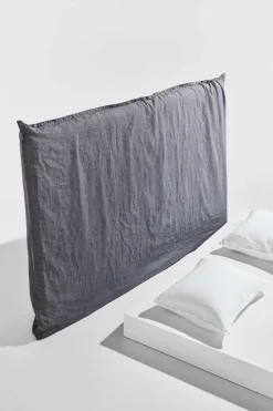 Pastill Lou betræk till sengegavl, fransk hør Asfaltgrå