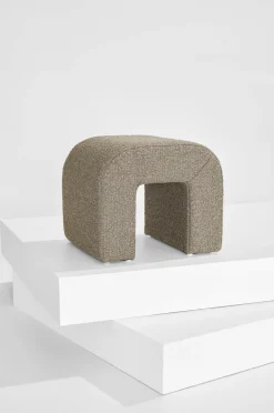 Pastill Odette puf i bouclé 45x41 cm Mocca Discount