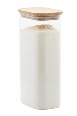 Pebbly Rektangulær madopbevaring i glas med bambuslåg - Størrelse L Gennemsigtig Online