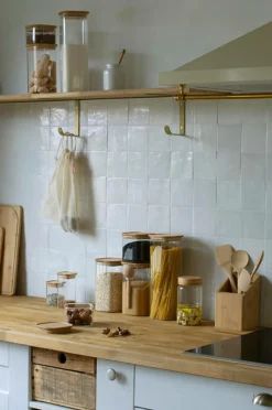 Pebbly Rektangulær madopbevaring i glas med bambuslåg - Størrelse Xl Gennemsigtig