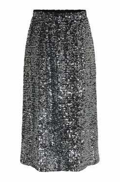 pieces Nederdele>Nederdel pcSerena Sequin HW Midi Skirt MM Sølvfarvet