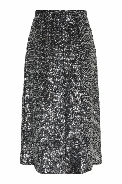 pieces Nederdele>Nederdel pcSerena Sequin HW Midi Skirt MM Sølvfarvet