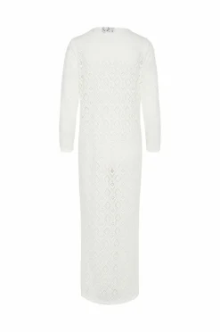 pieces Strandtøj>Strandkjole pcVita 7/8 Lace Ankle Kimono Cloud dancer