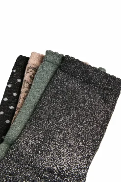pieces Strømper>Strømper PCsebby Glitter Long 4-pack Deep lichen green