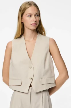 pieces Vest pcTiki Waist Coat Silver gray