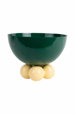 Present Time Skål Double Funky Large Retrogrøn og blød gul Outlet