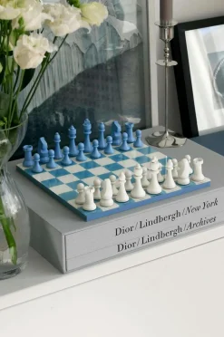 PRINTWORKS Klassisk - Skak, støvet blå Lyseblå Hot