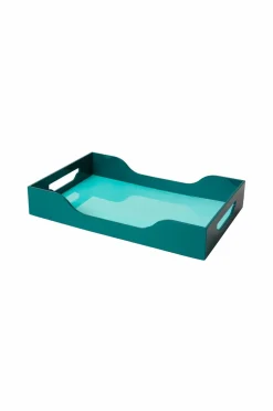 PRINTWORKS Småopbevaring>Lakeret bakke - Swell, turkis/grøn L blå