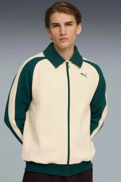 Puma Træningsjakke T7 Relaxed Wing Collar Jacquard Track Jacket DK Alpine Snow-Green Terrain Hot