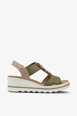 Rieker Højhælede Sko>Sandaler med hæl 67498-52 Green-Combination