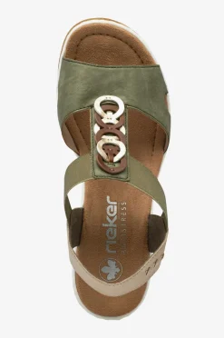 Rieker Højhælede Sko>Sandaler med hæl 67498-52 Green-Combination