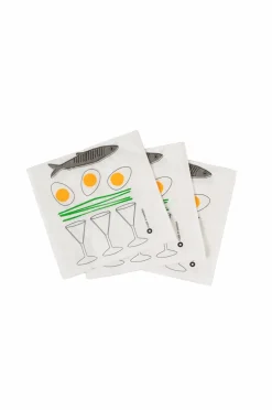 Rotor design Servietter Herring, æg og snaps 20-pak Hvid New
