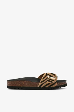Scholl Iconic Sandaler SL Kathleen Leather Leopard Zebra Beige-Black Clearance