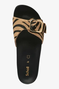 Scholl Iconic Sandaler SL Kathleen Leather Leopard Zebra Beige-Black Clearance