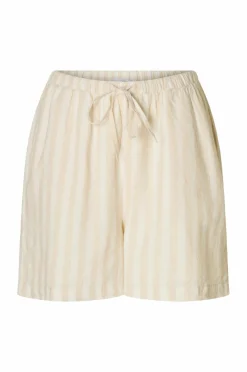 Selected FEMME Hørshorts slfLuisa MW Linen Blend Striped Sandshell Best