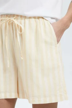 Selected FEMME Hørshorts slfLuisa MW Linen Blend Striped Sandshell Best