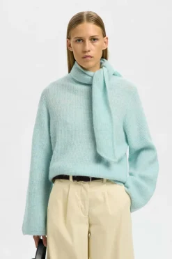 Selected FEMME Trøjer & Cardigans>Pullover slfLlulu LS Bow Knit Blue glow