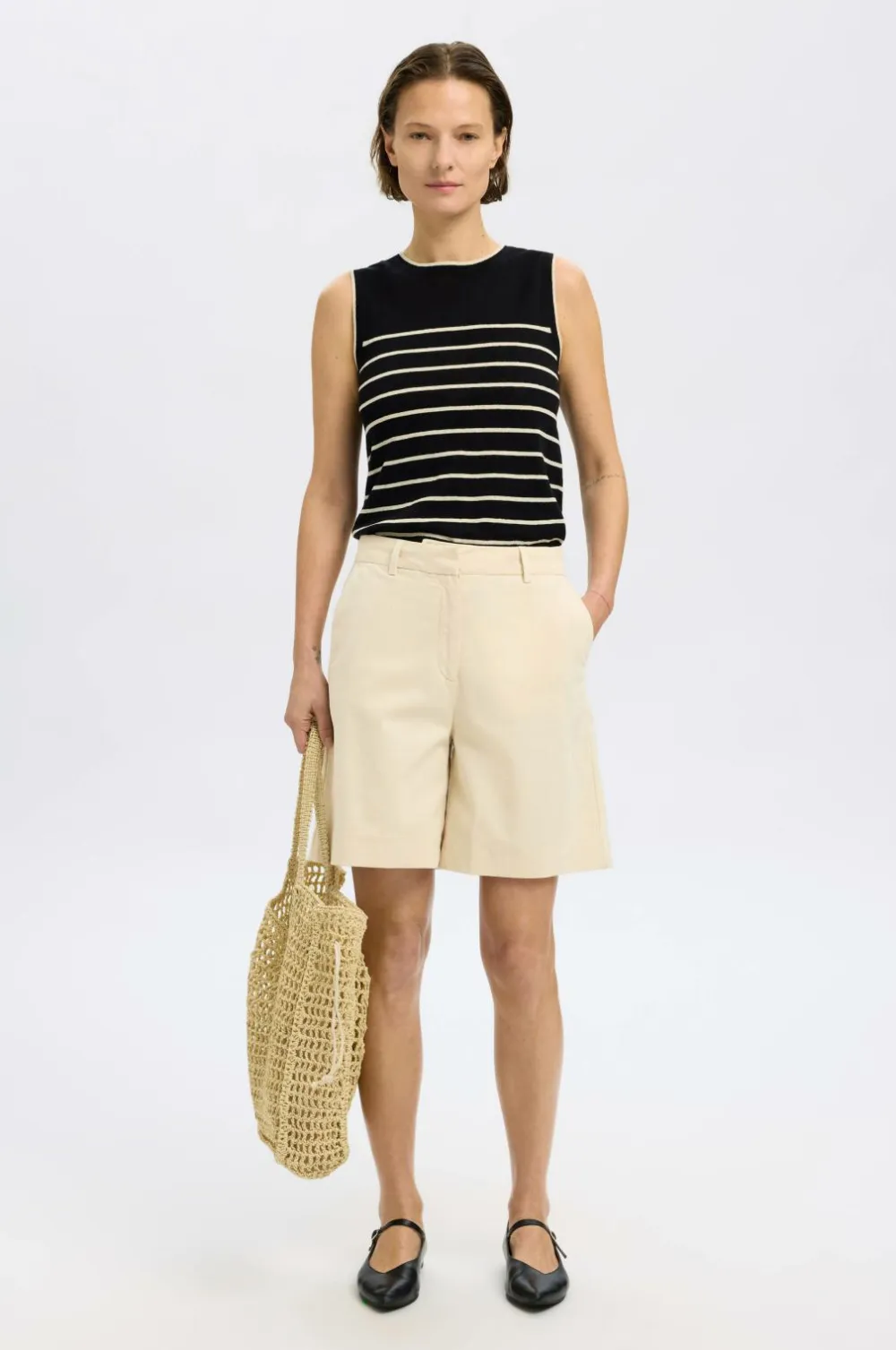 Selected FEMME Shorts slfVienna HW Wide Shorts Birch Best