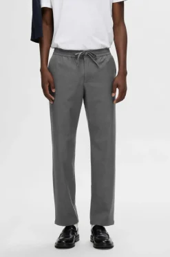 Selected HOMME Bukser Slh196-Straight Robert String Pant Grey melange Discount