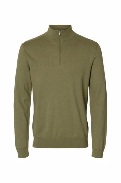 Selected HOMME Trøjer>Rullekravetrøje slhBerg Half Zip Cardigan Deep lichen green