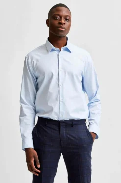 Selected HOMME Skjorte slhSlimethan Shirt Ls Classic B Light blue Discount