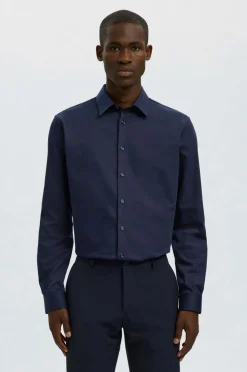 Selected HOMME Skjorte slhSlim-Performance Shirt LS Sky captain Clearance