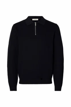 Selected HOMME Trøjer>Trøje slhDane LS Knit Struc Half Zip Polo Sky captain