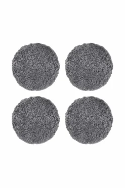 Skinnwille Fåreskindspude rund krøllet 4-pak Gotland grå Outlet