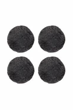 Skinnwille Fåreskindspude rund krøllet 4-pak Mørkegrå Best