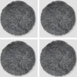 Skinnwille Rund siddepude Curly 4-pak Stålgrå Discount