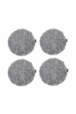 Skinnwille Rund siddepude Curly 4-pak Trækul Sølvgrå Sale