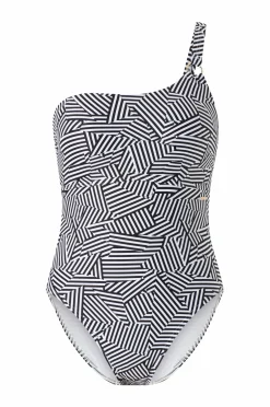 Speedo Badedragt Shaping Printed Asymmetric 1 Piece Black/white Clearance
