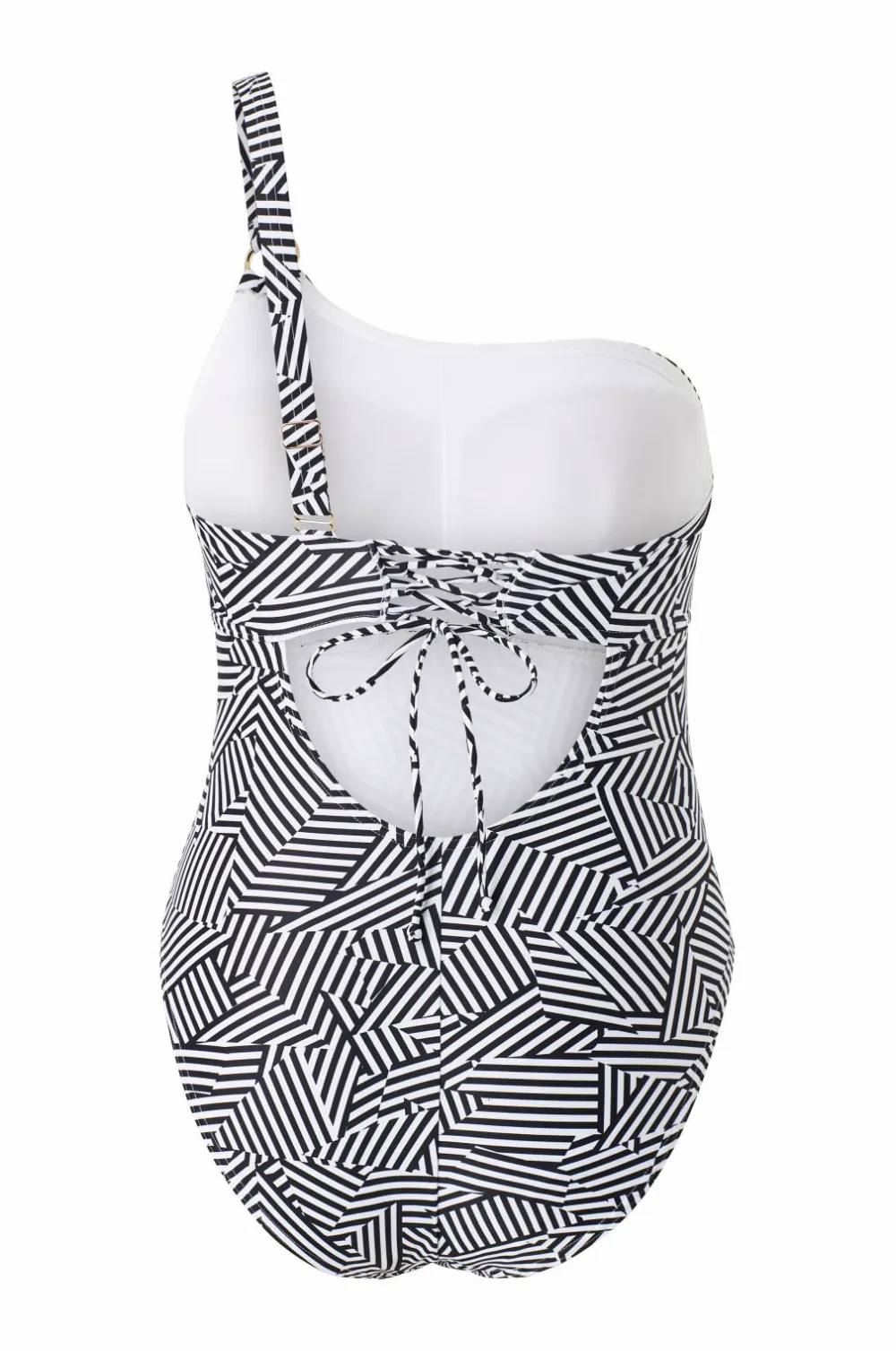 Speedo Badedragt Shaping Printed Asymmetric 1 Piece Black/white Clearance