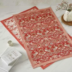 Spode Viskestykker Morris & Co Strawberry Thief Sæt med 2 stk. rød/lyserød/hvid