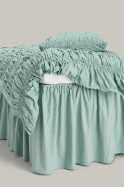 Staycation Sengekappe Loosed i bomuldspercale Lyseblå-grøn Discount