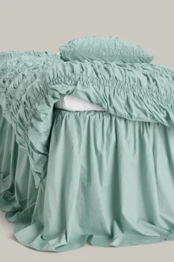 Staycation Sengekappe Loosed i bomuldspercale Lyseblå-grøn Clearance
