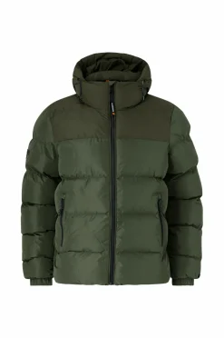 Superdry Jakker & Frakker>Jakke Colourblock Hooded Puffer Jkt Surplus Goods Olive Green