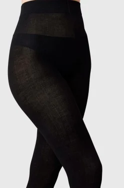 Swedish Stockings Strømpebukser Ylva Wool Fishbone Tights Black Discount