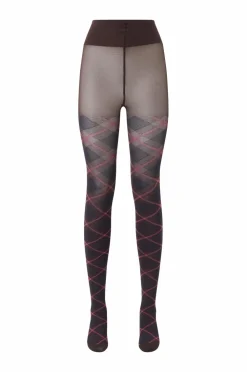 Swedish Stockings Strømpebukser Franka Check Tights Dark brown Clearance