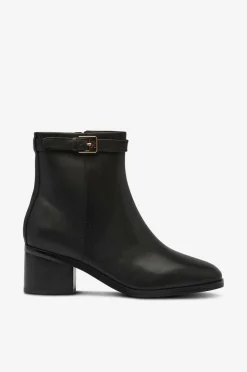 Tommy Hilfiger Boots TH Buckle Riding Mid Heel Black Clearance
