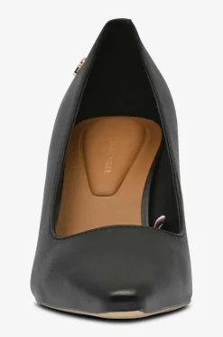 Tommy Hilfiger Højhælet sko TH Logo Leather Pump Slanted HL Black Best
