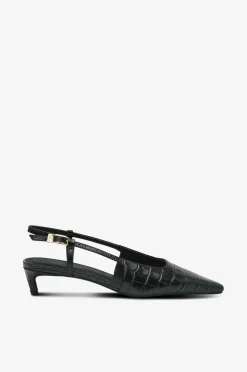 Tommy Hilfiger Slingbacks Croc Slanted Heel Black Discount
