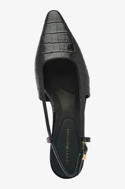 Tommy Hilfiger Slingbacks Croc Slanted Heel Black Discount