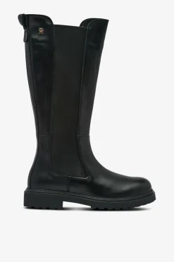 Tommy Hilfiger Støvler TH Lthr Cleated Long Boot Black Clearance