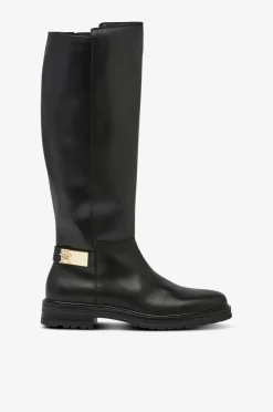 Tommy Hilfiger Støvler TH Logo Leather Long Boot Black New