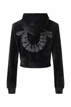 True Religion Hættetrøje Branded Crystal Velour Zip Jet black Best