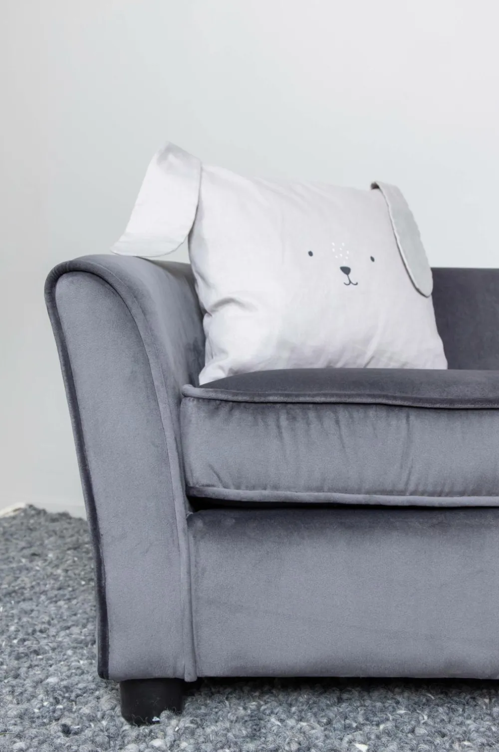 Venture Home Måna Kids Sofa - Black / Dark Grey Velvet Grå sammet