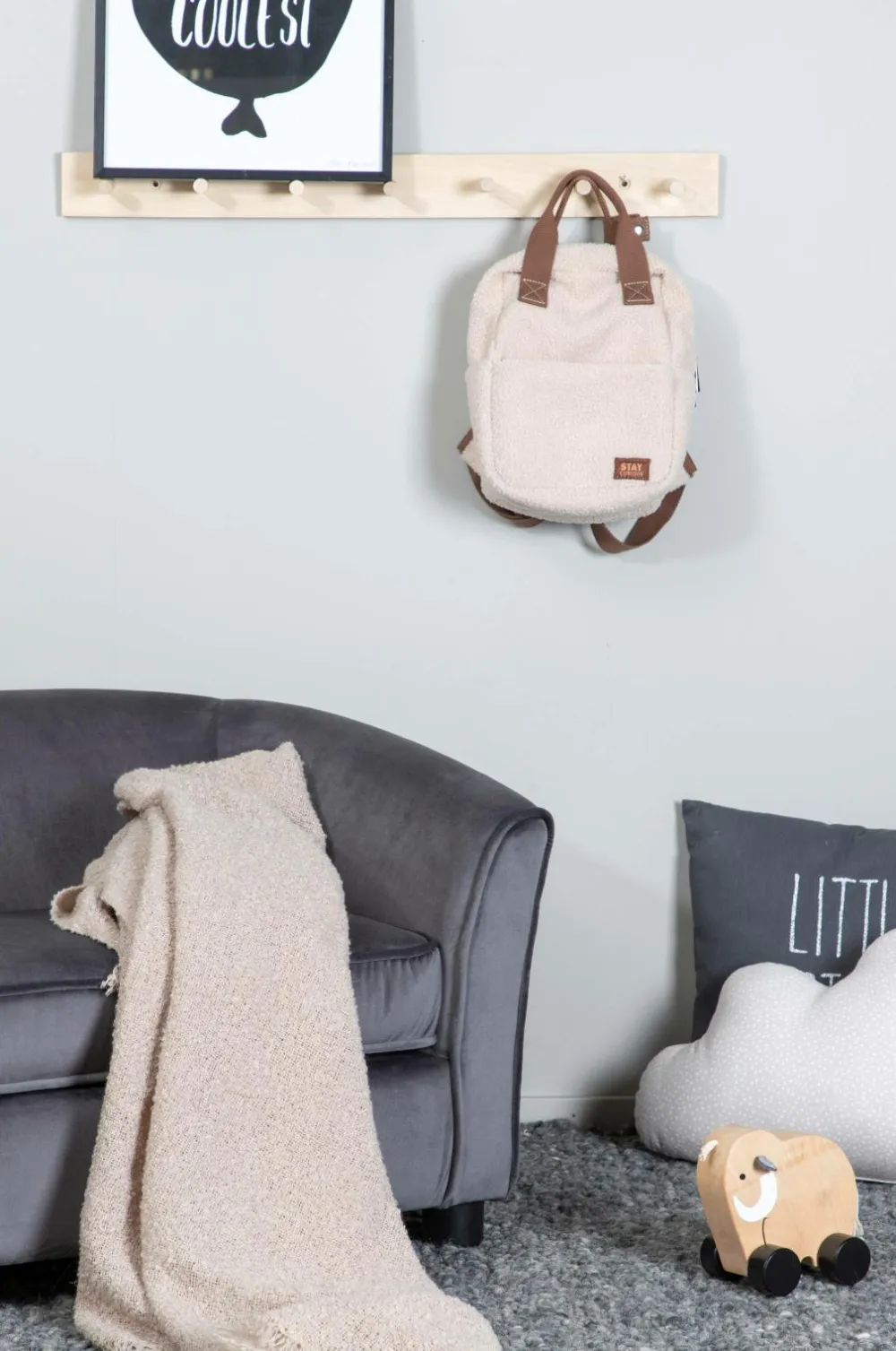 Venture Home Måna Kids Sofa - Black / Dark Grey Velvet Grå sammet