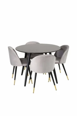 Venture Home Spisegrupper>Spisebordssæt Plaza med 4 stole Velvet Sort